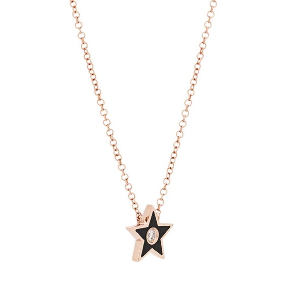 EF Collection 14k Rose Gold Diamond Star Necklace - Picture 1 of 8